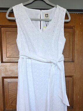 NWT Anne Klein White Eyelet Dress, Size 4